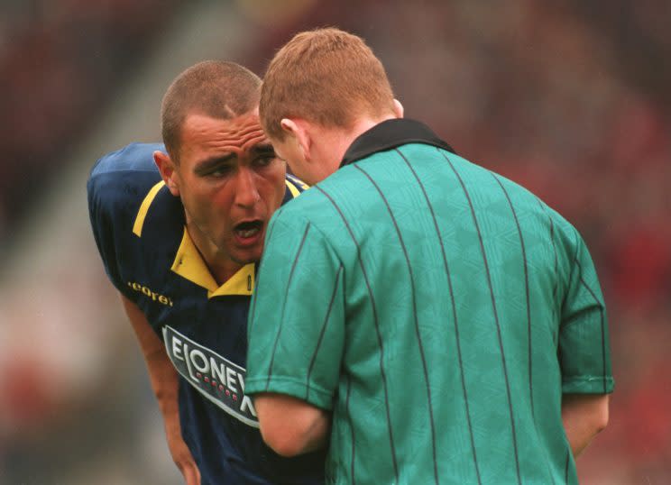 Thug life: Vinnie Jones on the pitch