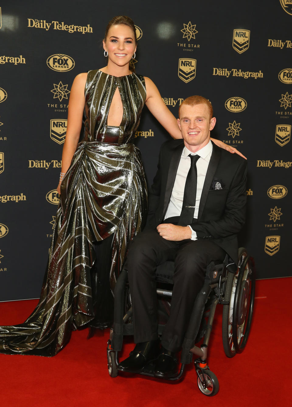 Teigan Power and Alex McKinnon, pictured here at the 2017 Dally M Awards.