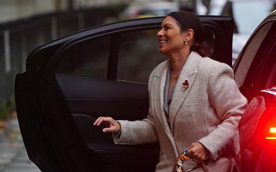 Priti Patel arrives to give a statement to the Covid Inquiry