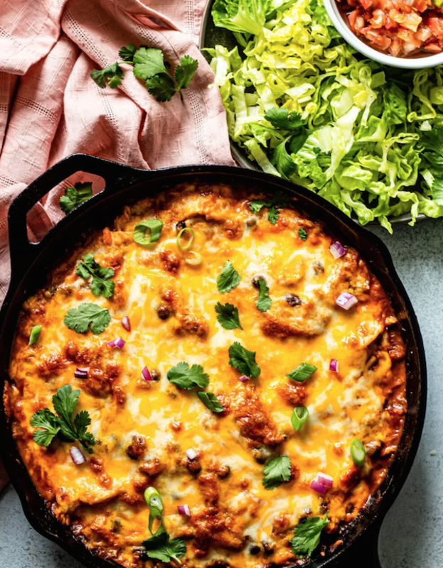 <p>All The Healthy Things</p><p>A deliciously cheesy chicken enchilada skillet for an easy weeknight dinner that you can get on the table in thirty minutes!</p><p><strong>Get the recipe: <a href="https://allthehealthythings.com/chicken-enchilada-skillet/" rel="nofollow noopener" target="_blank" data-ylk="slk:Gluten-Free Chicken Enchilada Skillet;elm:context_link;itc:0;sec:content-canvas" class="link ">Gluten-Free Chicken Enchilada Skillet</a></strong></p>