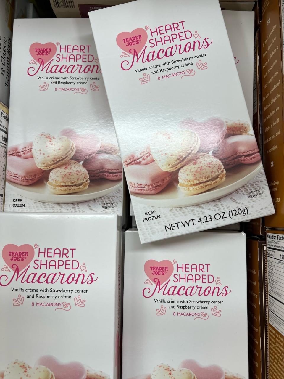 Boxes of frozen Heart Shaped Macarons