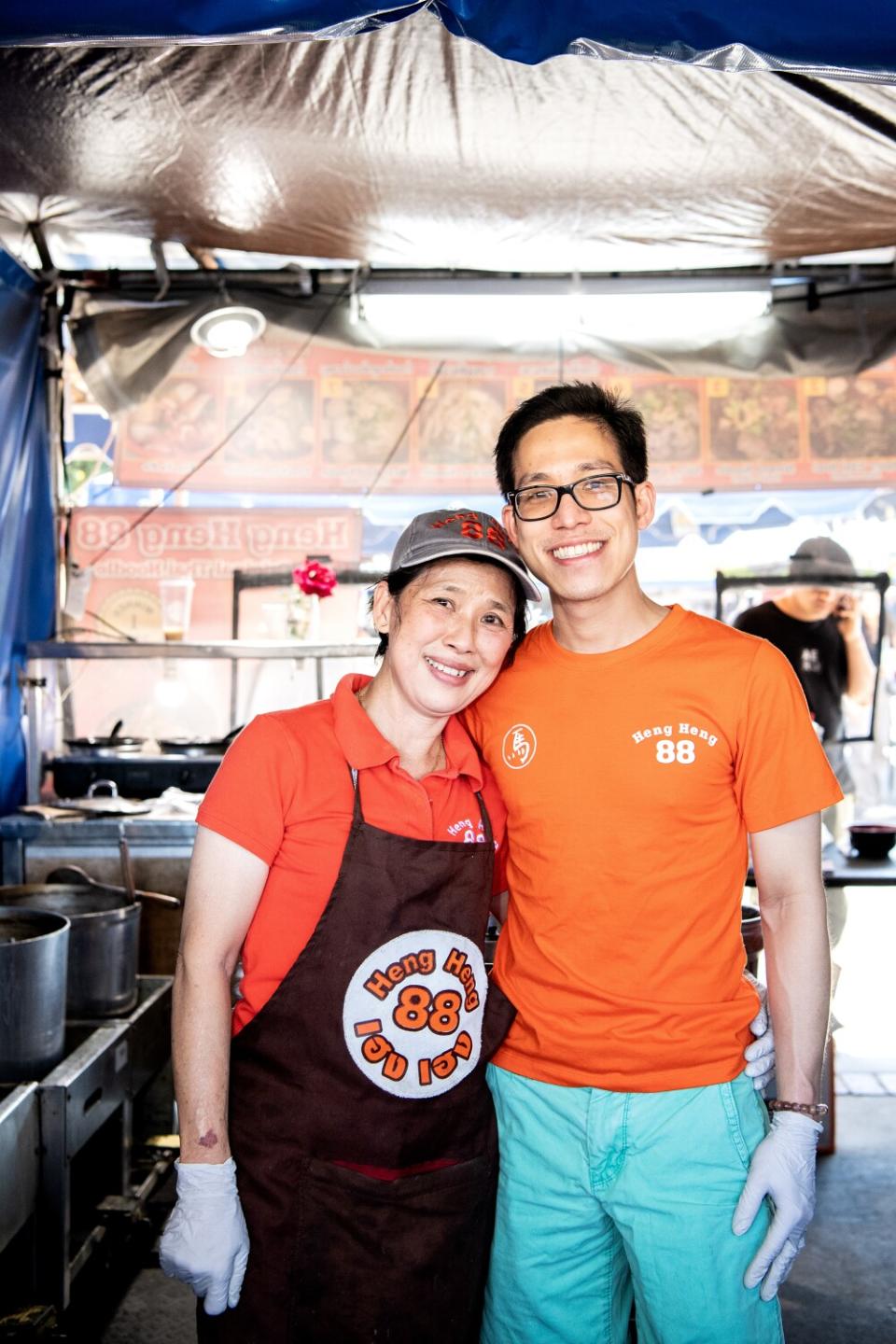 Mother and son owners of a noodle vendor