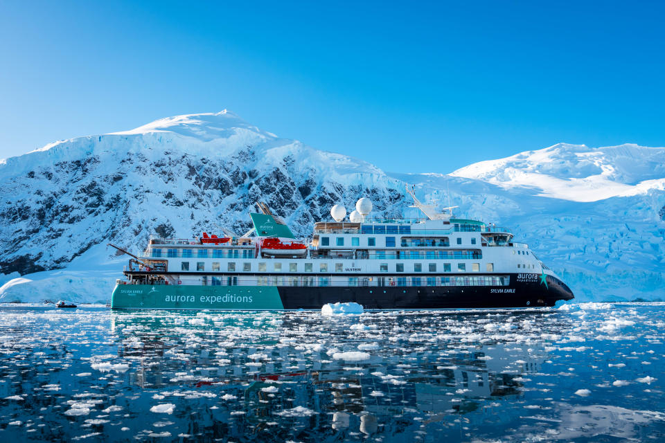 Aurora Expeditions' Sylvia Earle ship in Antarctica.