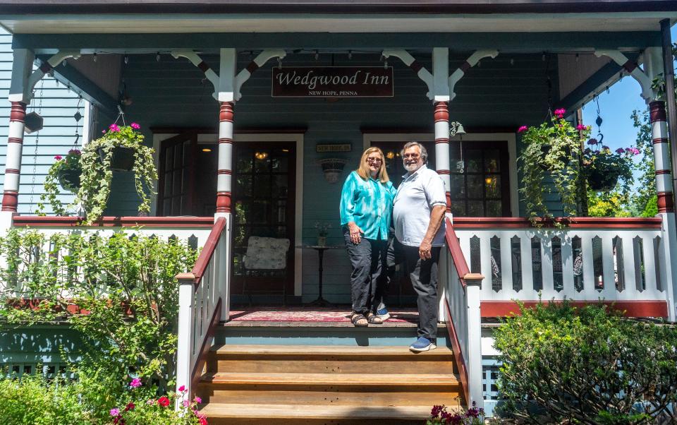 Owners Nadine Silnutzer and Carl Glassman at The Wedgwood Inn in New Hope on Tuesday, Aug. 22, 2023.