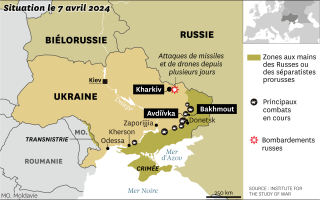 Au début d’avril, la région de Kharkiv avait déjà fait l’objet d’attaques de missiles et de drones.. SOURCE : INSTITUTE FOR THE STUDY OF WAR.