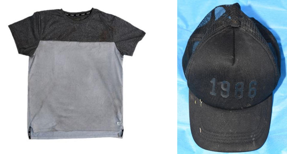 Bundoora murder: Police released images of a cap and t-shirt (pictured) which they believe may have been left by the woman's attacker.