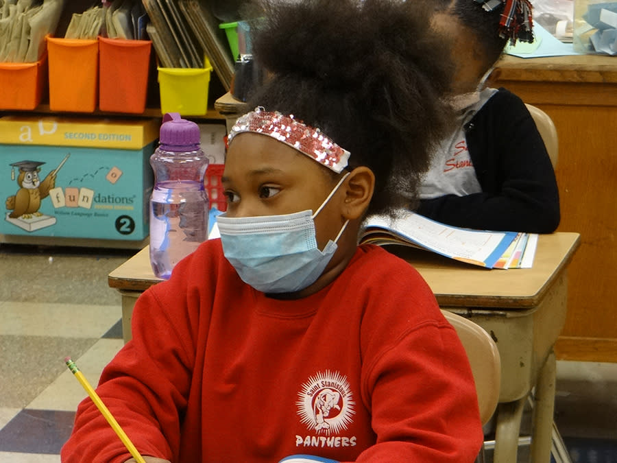 St. Stanislaus students and staff have been diligent about wearing masks in class all year. (Patrick O’Donnell)