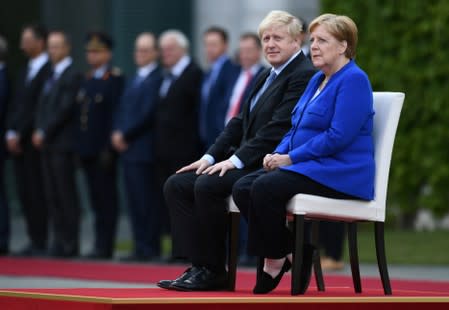 German Chancellor Merkel meets Britain's Prime Minister Johnson at the Chancellery in Berlin