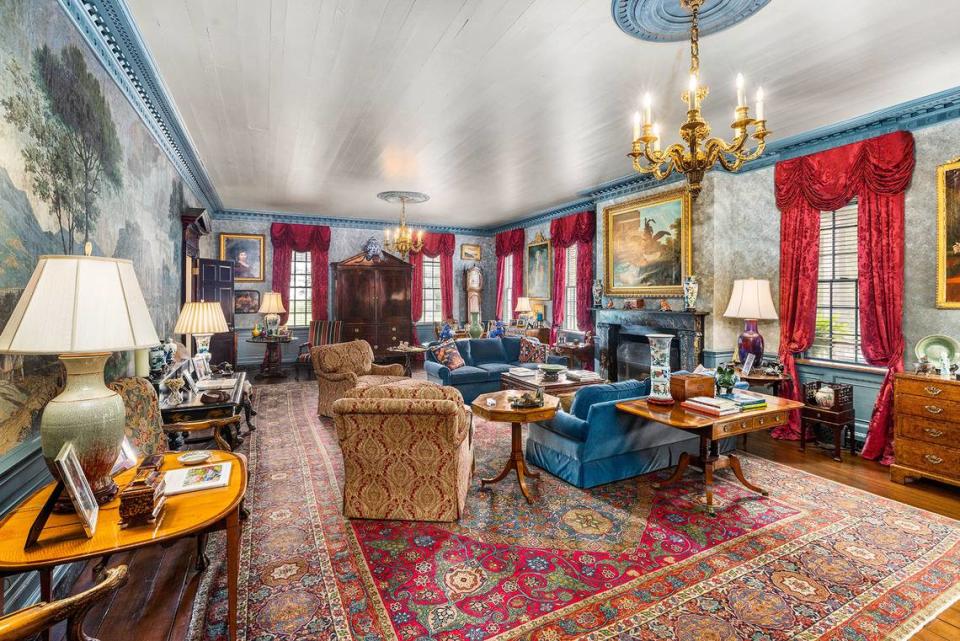 A living room area inside the main house on the Dove estate.