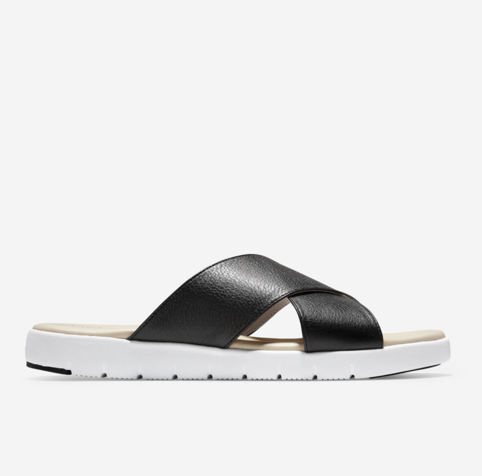 ZERØGRAND Criss Cross Slide Sandals in Black (Photo via Cole Haan)