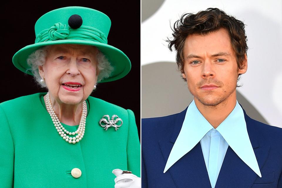 Queen Elizabeth II stands on the balcony of Buckingham Palace; Harry Styles attends the "Don't Worry Darling" red carpet at the 79th Venice International Film Festival