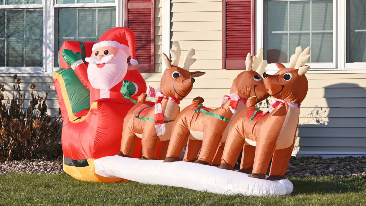 inflatable santa and reindeer