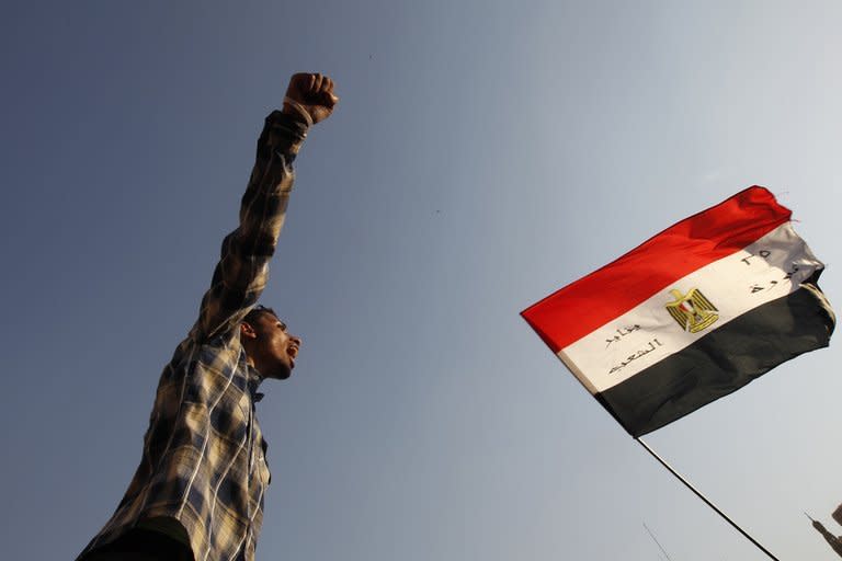 An Egyptian protester shouts slogans against ousted president Hosni Mubarak during a rally in Cairo's Tahrir Square on June 4, 2012. Fears of violence are running high after clashes in Cairo last week in which eight people were killed and more than 600 injured