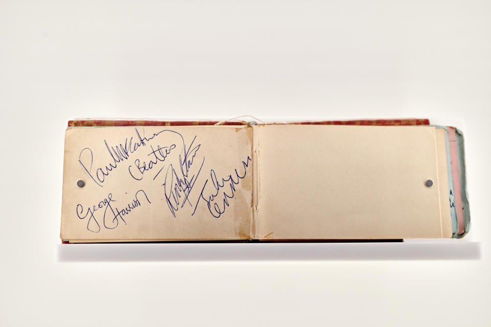 Autographs by The Beatles are on display at Montblanc Haus in Hamburg. - Credit: DANIEL SCHAEFER