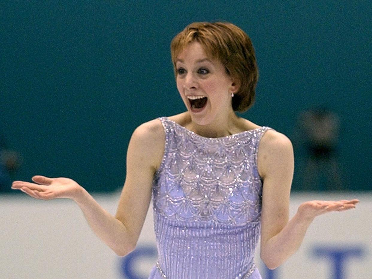 Sarah Hughes after her gold-medal free skate at the 2002 Salt Lake Olympics. (Reuters)