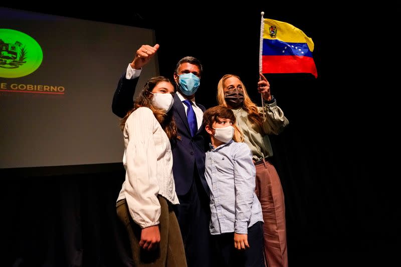 Venezuelan opposition politician Leopoldo Lopez holds a news conference in Madrid