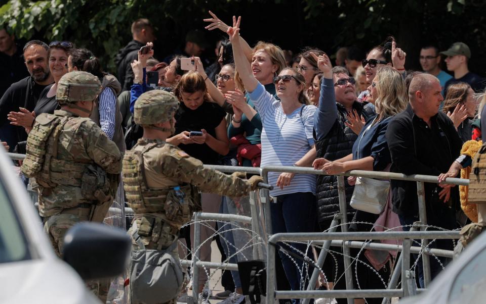 Ethnic Serbs have been protesting over the installation of mayors in the north of Kosovo - REUTERS