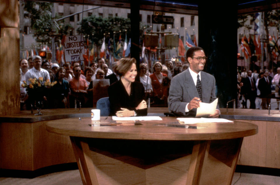 Katie Couric and Bryant Gumbel on “Today” in 1994. Getty Images