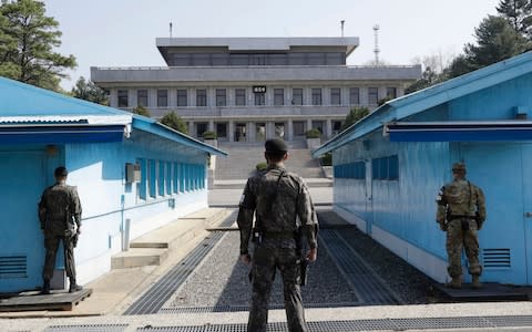 The demilitarised zone in the border village of Panmunjom - Credit: Lee Jin-man/AP