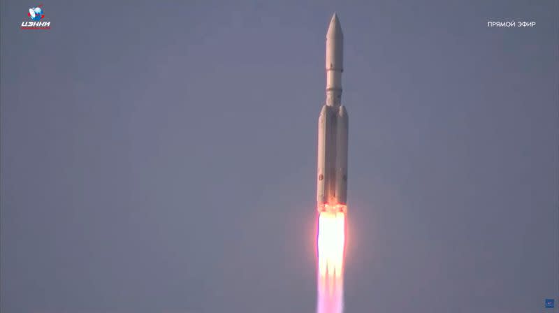 Angara-A5 rocket blasts off from its launchpad at the Vostochny Cosmodrome