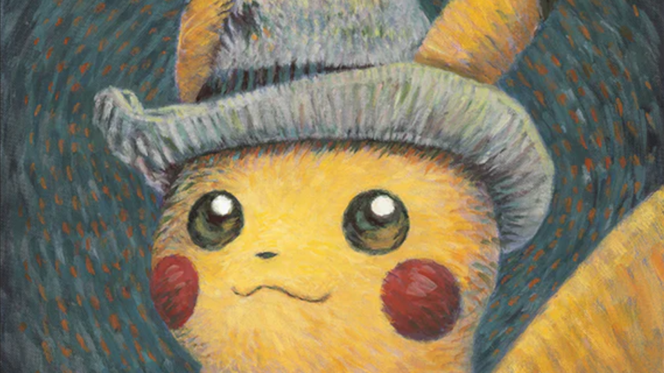  Pikachu, a Pokemon mascot, rendered in Van Gogh's signature style. 