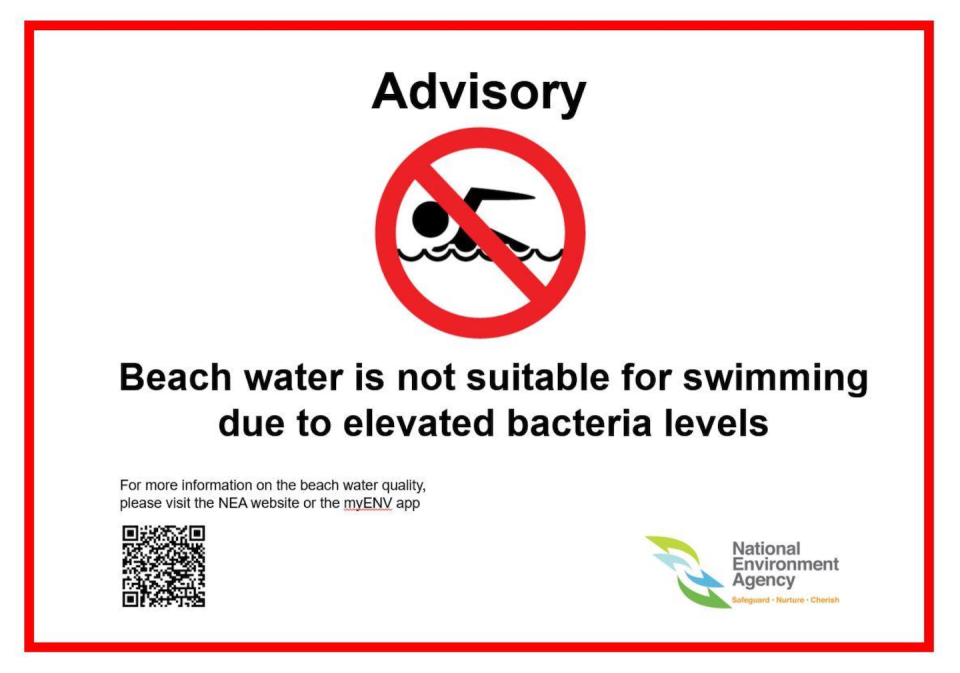 Beach advisory to be installed at Pasir Ris and Sembawang Park Beaches (Photo: NEA)