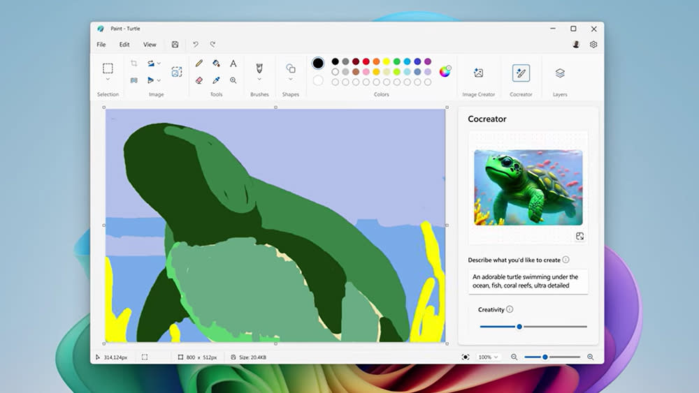  A screenshot from Microsoft Paint Cocreator. 