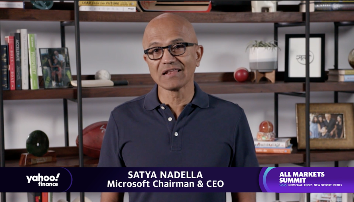 Microsoft Chairman and CEO Satya Nadella speaks to Yahoo Finance's Dan Howley.