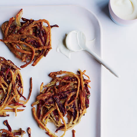 Beet-and-Potato Latkes with Thyme