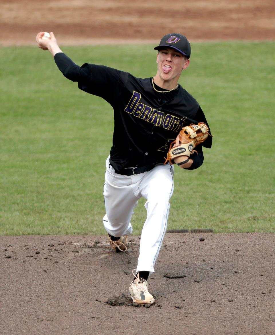 Denmark senior Lucas Miller (3) earned the win in a WIAA Division 2 state semifinal against Jefferson on Wednesday.
