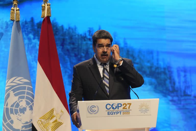 Nicolás Maduro, presidente de Venezuela, habla en la Cumbre del Clima de la ONU COP27, el martes 8 de noviembre de 2022, en Sharm el-Sheikh, Egipto.