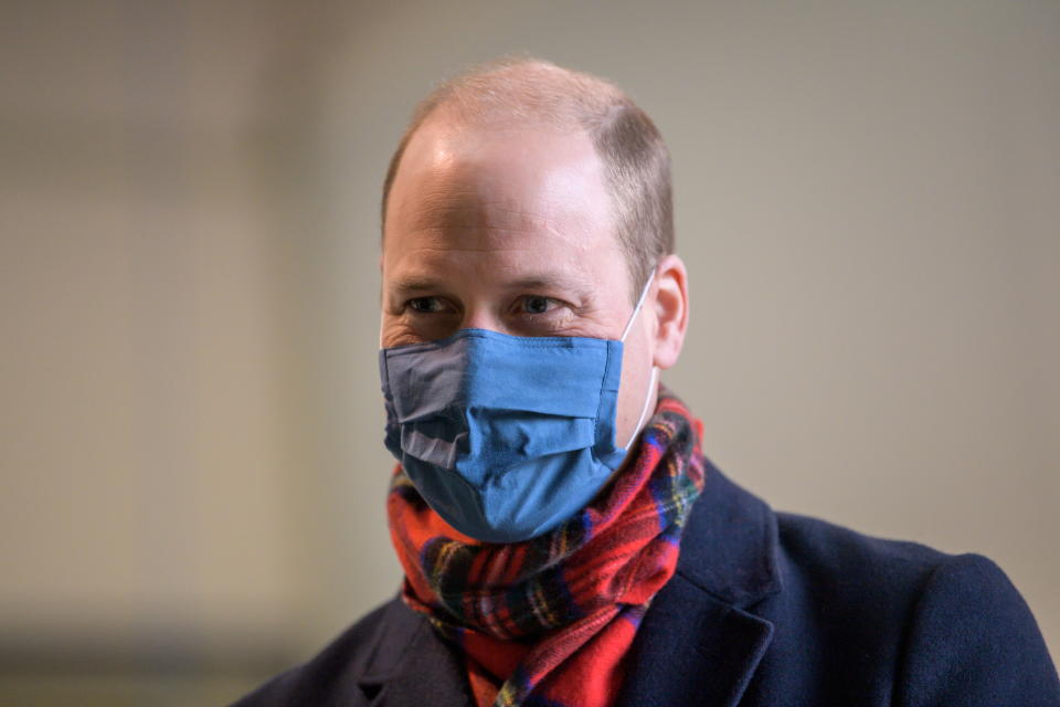 Britain's Prince William visits the Scottish Ambulance Service at Newbridge near Edinburgh in Scotland, Britain as part of working visits across the UK ahead of the Christmas holidays to pay tribute to the work of individuals and organisations across the country in response to the coronavirus pandemic December 7, 2020. Wattie Cheung/Pool via REUTERS