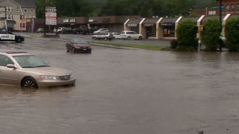 Flooding in Waterbury, Connecticut, on Sunday. - WFSB