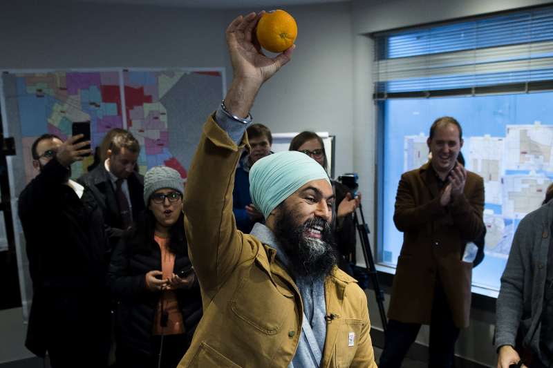 2019年加拿大國會大選，新民主黨黨魁駔勉誠（Jagmeet Singh）。（AP）