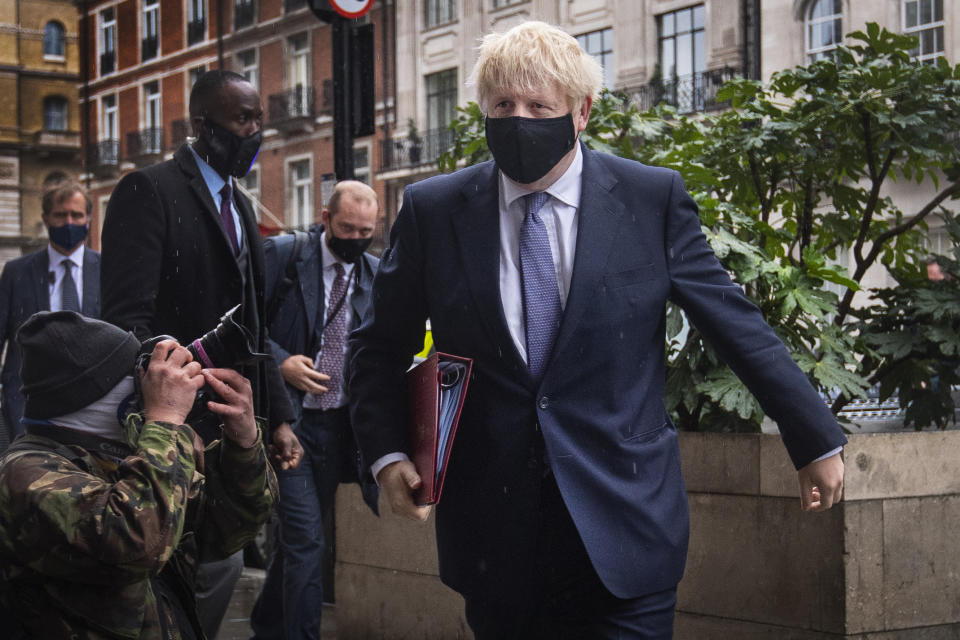 Prime Minister Boris Johnson arrives at BBC Broadcasting House in London to appear on the Andrew Marr show.