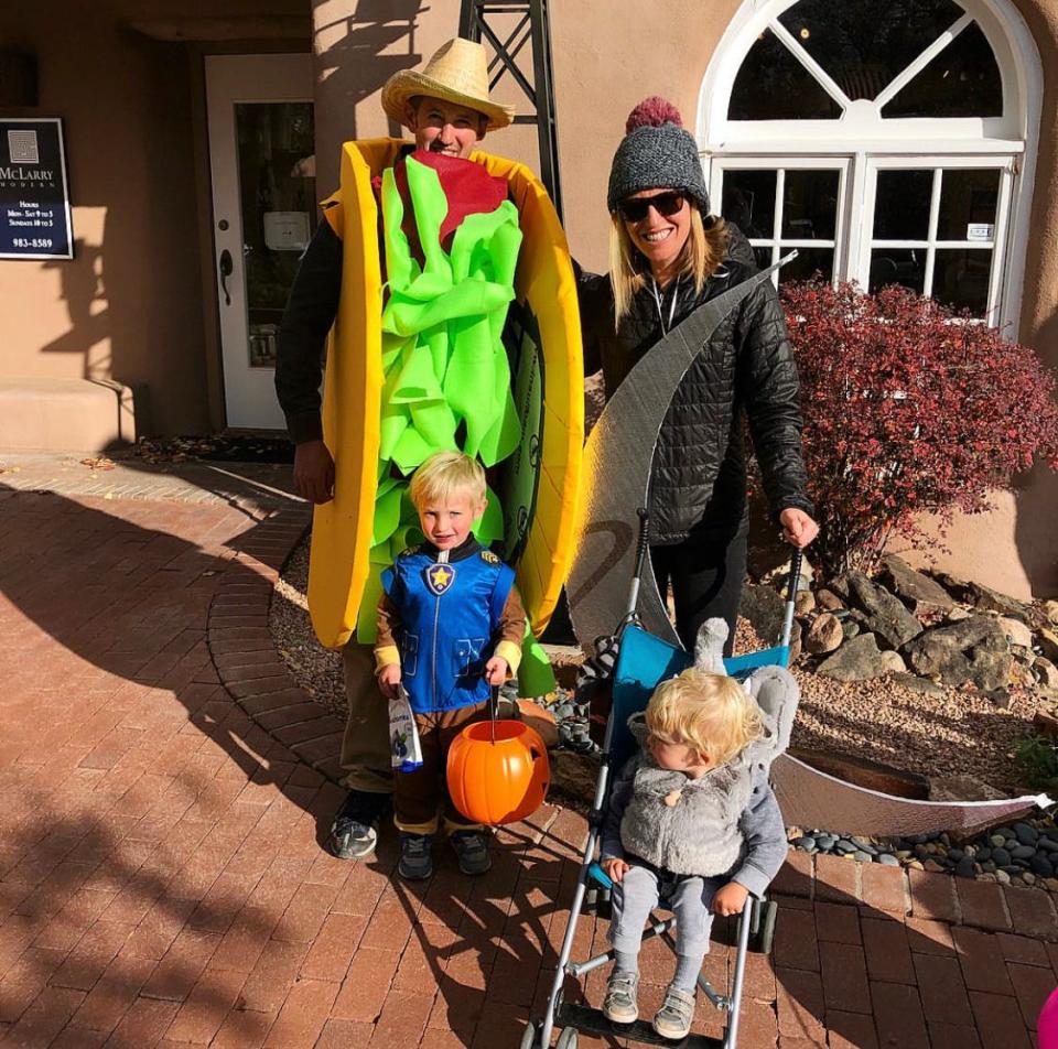 Anna Sullivan with her husband and two kids on Halloween in 2017 just hours after her diagnosis.