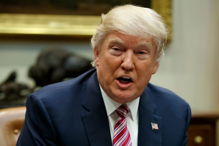 President Donald Trump speaks in the Roosevelt Room of the White House in Washington, Friday, March 10, 2017, during a meeting on healthcare. (AP Photo/Evan Vucci)