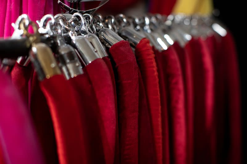 Red ropes are pictured at Red Carpet Systems during the outbreak of the coronavirus disease (COVID-19), in Los Angeles