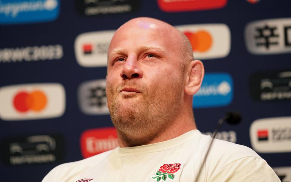 England's Dan Cole during a press conference at the Conservatoire Darius Milhaud in Aix-en-Provence, France.  Date of photo: Friday, October 13, 2023. PA Photo.  See PA story RUGBYU World Cup England