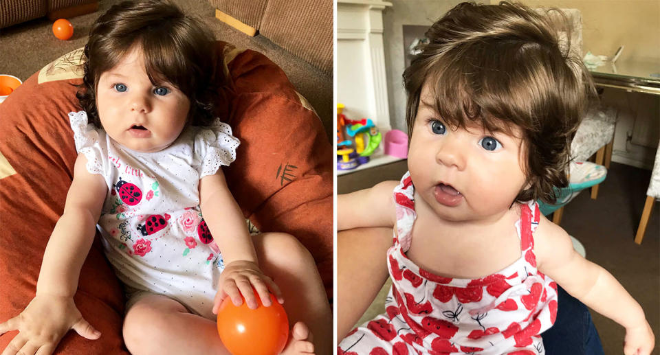 Katie Canham, 32, mum of four, from Bromley, South London, said her daughter Dolly was born with a full head of hair. [Photo: Caters]