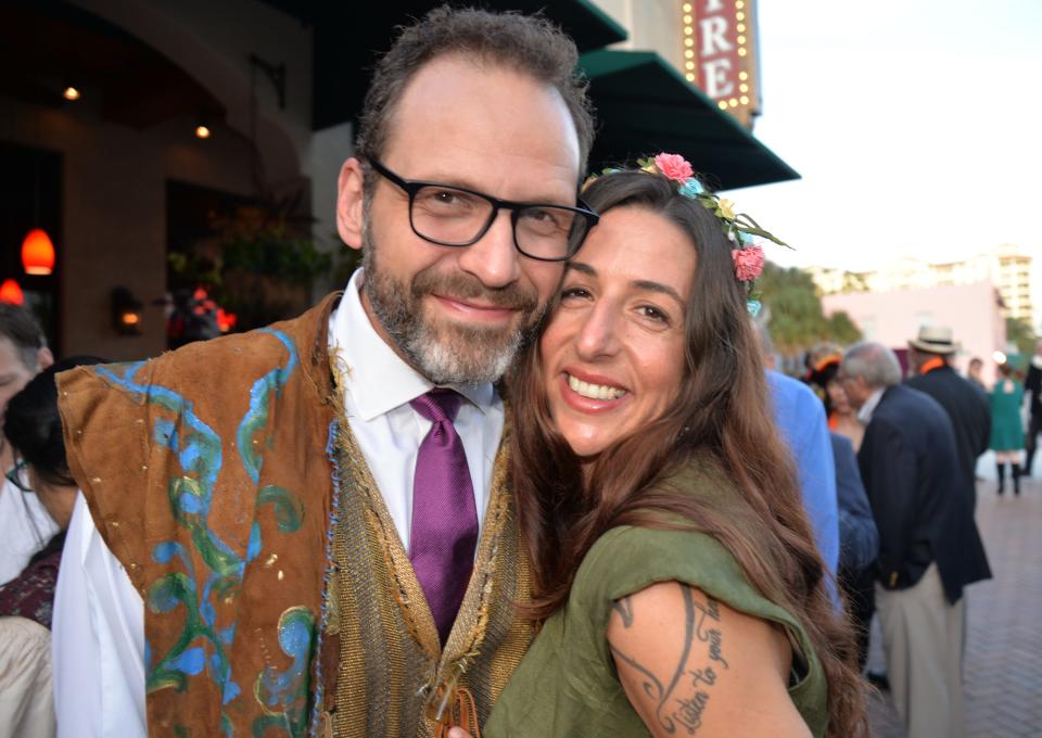 Jason Cannon, left, with his partner, Rebecca Harp, at a Shakespearean-themed Florida Studio Theatre fundraising event in 2018.