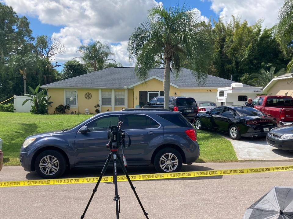 Police tape blocks off the home of the Laundrie family in North Port, Fla., Monday, Sept. 20, 2021.