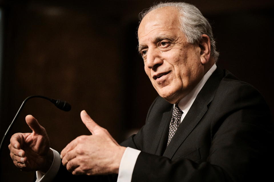 Zalmay Khalilzad, special envoy for Afghanistan Reconciliation, testifies during a Senate Foreign Relations Committee hearing on Capitol Hill in Washington, U.S., April 27, 2021. T.J. Kirkpatrick/Pool via REUTERS