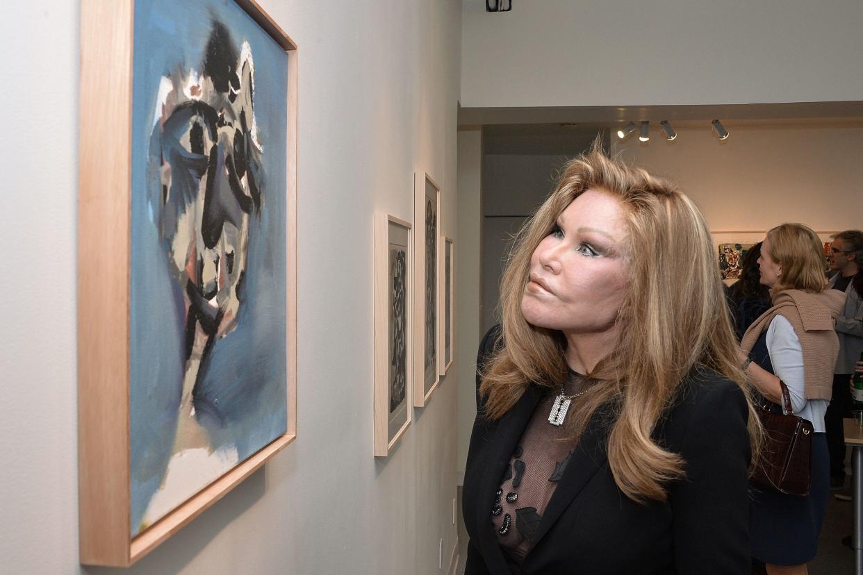 Jocelyn Wildenstein attends the Jean-Yves Klein: Chimeras Exhibition at Gallery Molly Krom on October 8, 2015 in New York City.