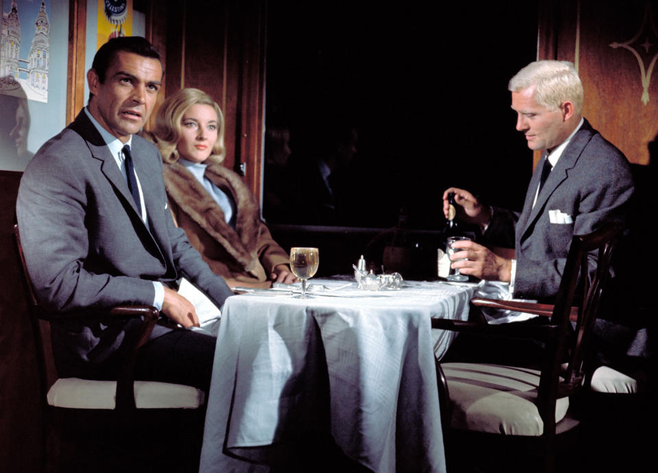 <p> Bond at its very best. Sean Connery is on top form as 007, delivering some magical lines, particularly declaring: "She had her kicks" after the demise of knife-kicking baddie Rosa Klebb. It also has arguably the greatest plot of the series as SPECTRE devilishly plays MI6 against the Russians to acquire a Lektor machine.  </p> <p> It's also notable for the first appearance of Blofeld (although you don't see him fully) in the movies and Desmond Llewelyn as Q. And to cap it all off there's a quite brilliant fight sequence on a train between 007 and assassin Grant. Perfection. </p>