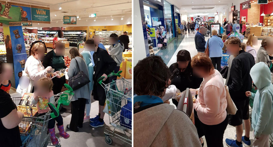 Chaotic scenes shown at a Woolworths Ooshie swap event on Saturday.