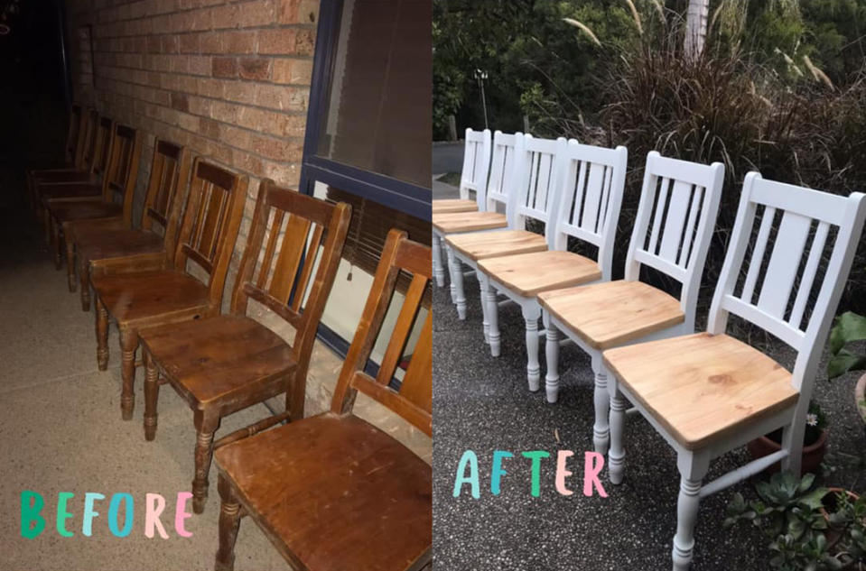 The solid pine chairs came up a treat. Photo: Facebook (supplied).