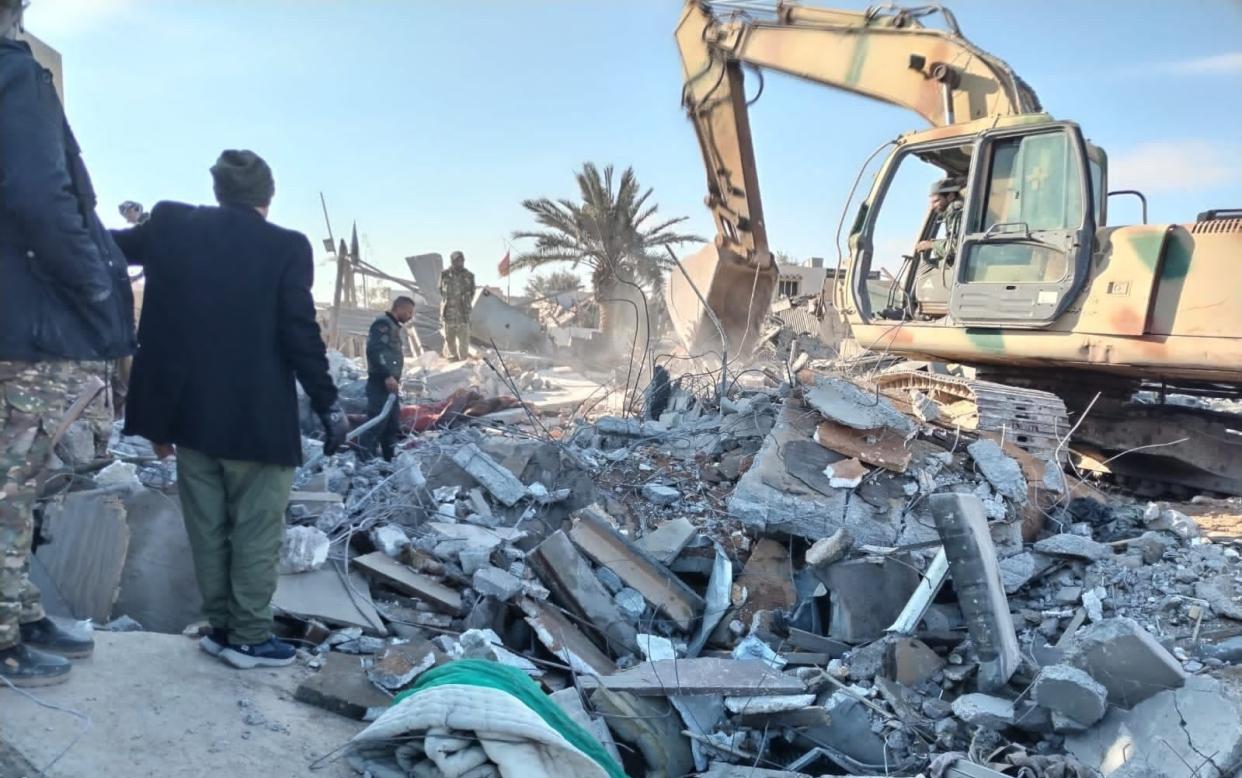 Destruction after the US warplanes carried out an air strike on the headquarters of Hashd al-Shaabi in Al-Qa'im city of Anbar, Iraq