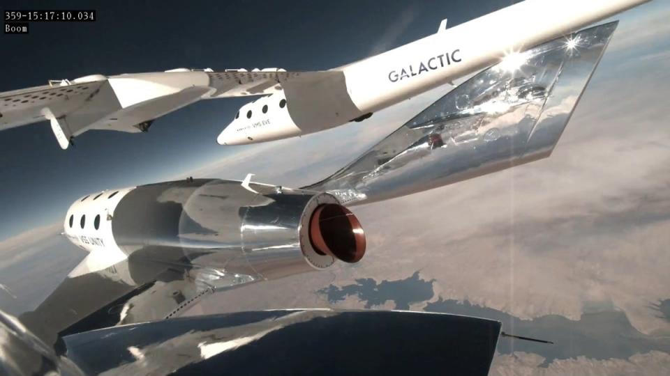 The aircraft separated from the mothership at around 44,500ft (Virgin Galactic/PA Wire)