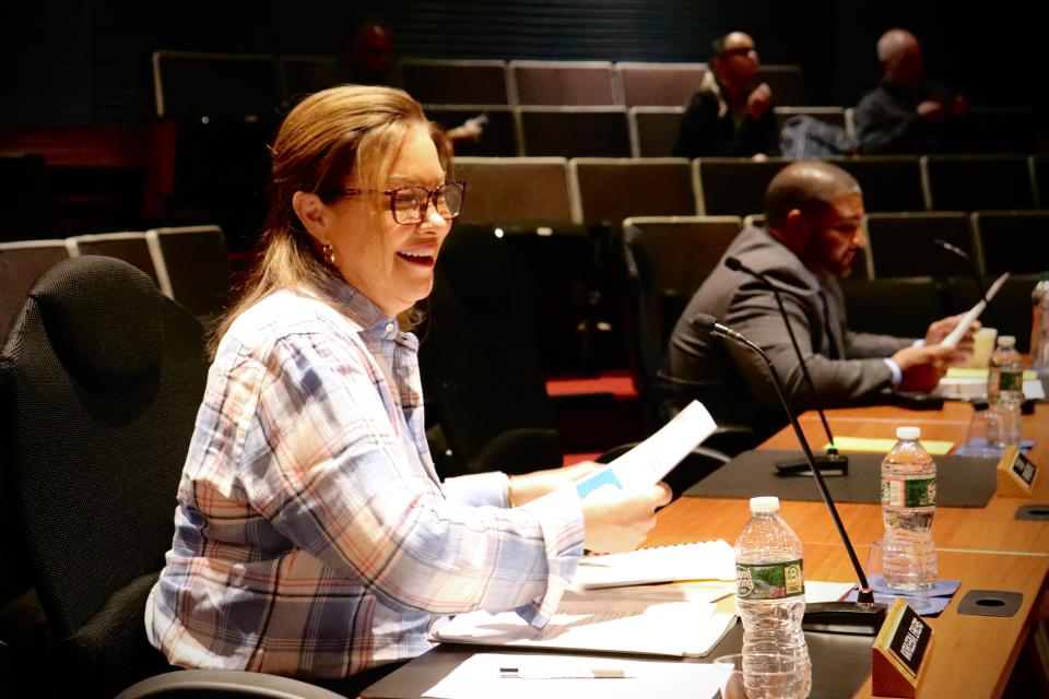 Brockton School Committee Vice-Chair Kathleen Ehlers at a meeting on Tuesday, May 16 at Brockton High School.